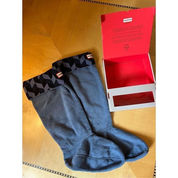 Hunter Black Blue Geometric Dazzle Tall Boot Socks Unisex Adult Large - Picture 4 of 6